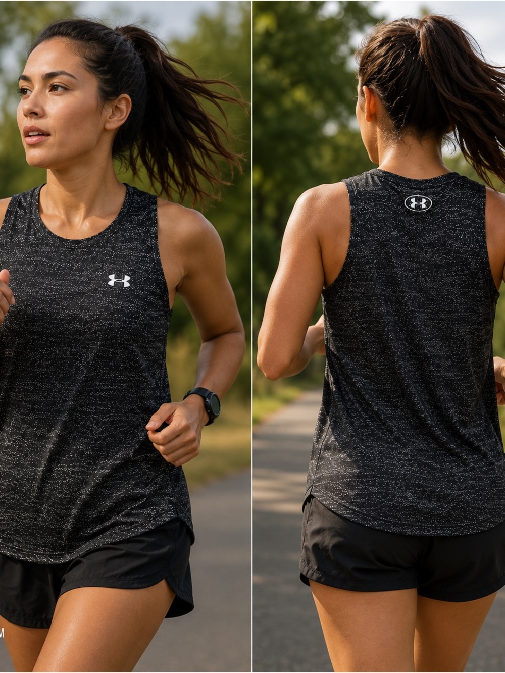Under Armour Women’s Black Heathered Athletic Tank Top - Picture 2 of 2